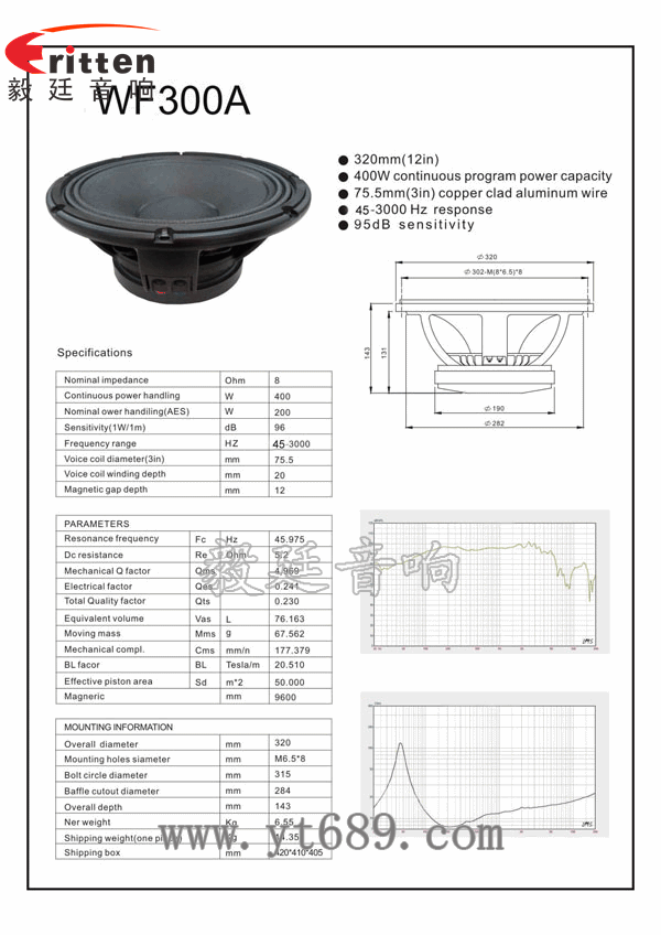 12寸重低音舞臺(tái)音箱喇叭曲線圖,成品圖