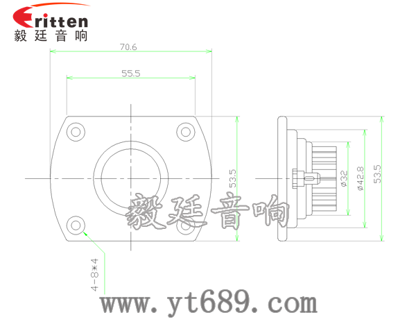 54*70 25瓦絲膜球頂高音喇叭成品圖