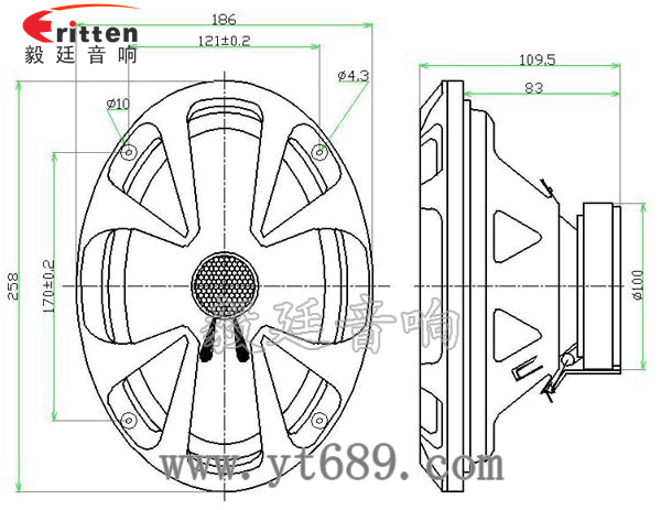 6寸25芯藍牙音箱全頻喇叭成品圖
