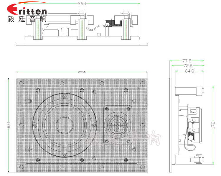 5.25寸2路墻壁喇叭成品圖帶網(wǎng)罩